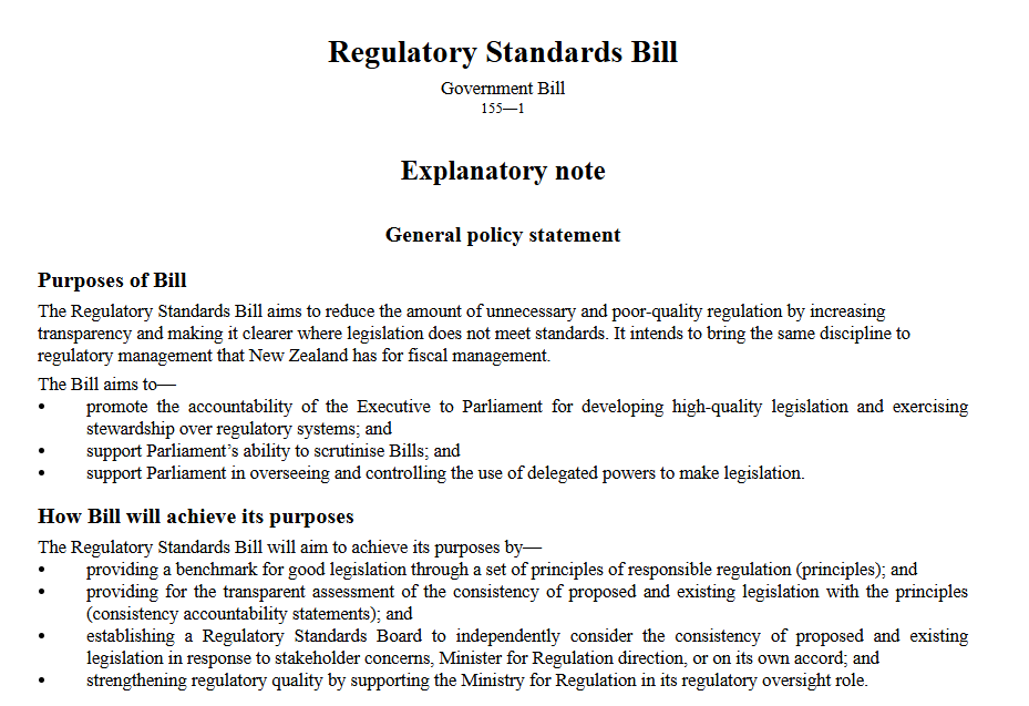 Regulatory Standards Bill: What's Going On?
